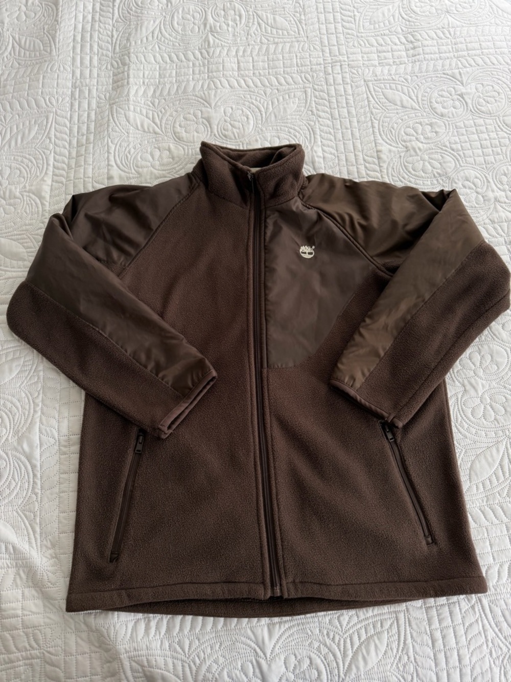 Timberland Dark Brown Men's Full-Zip Fleece Jacket Size Large Spring Outdoors